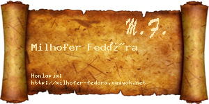 Milhofer Fedóra névjegykártya